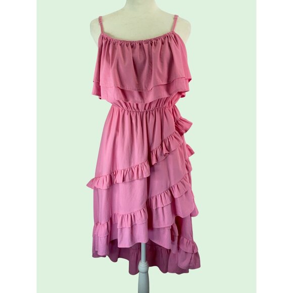 Strut & Bolt Pink Ruffle Layered Midi Sundress size medium - Picture 14 of 16
